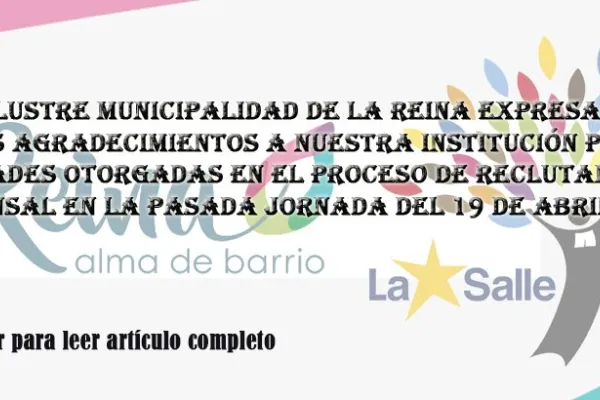 Agradecimientos ilustre municipalidad de La Reina